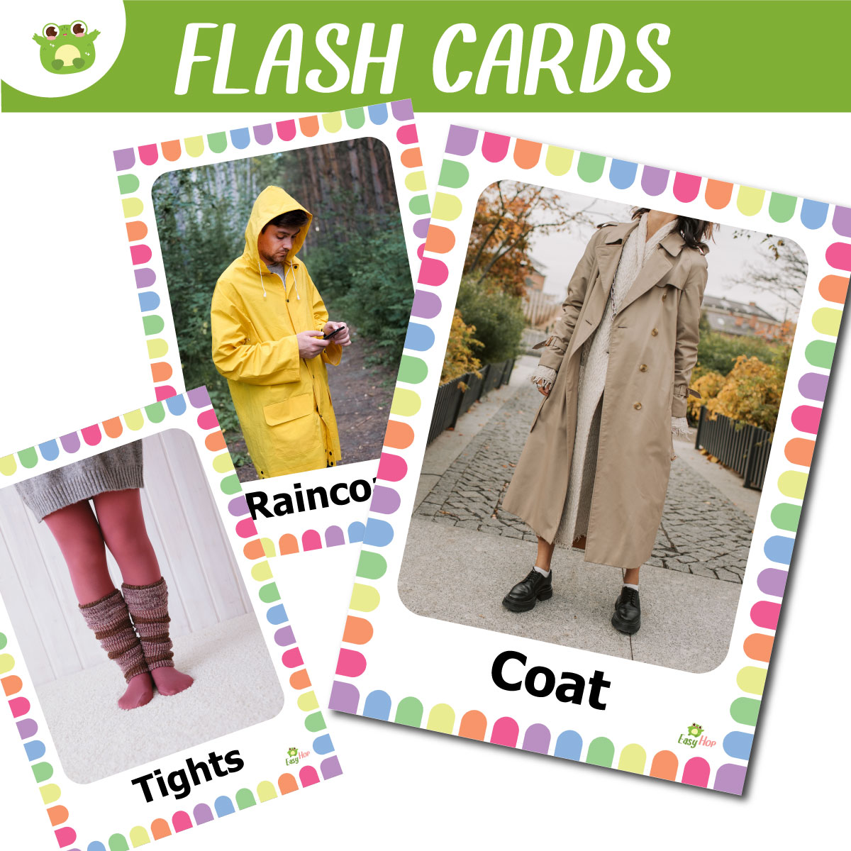 Autumn Clothes Vocabulary Flashcards with Real Photos for Preschool and Early Learners | Speech Ther