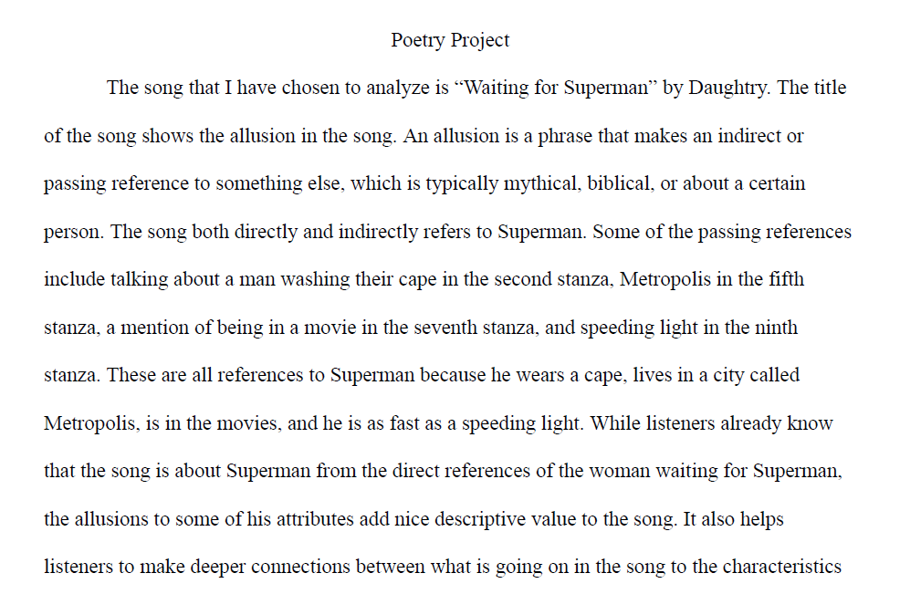 Song Analysis Poetry Project