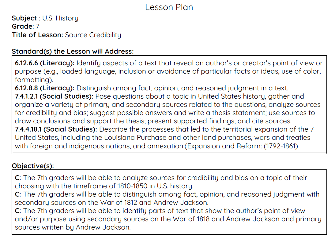 Source Credibility Lesson Plan