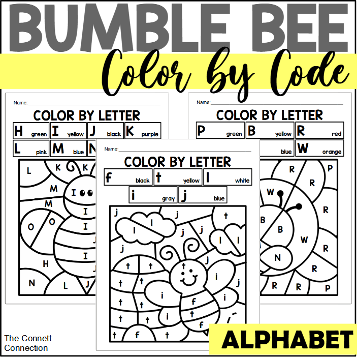 Bee Alphabet Color by Code Worksheets