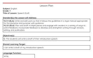 Speech Draft Lesson Plan
