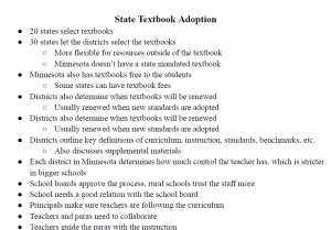State Textbook Adoption Notes