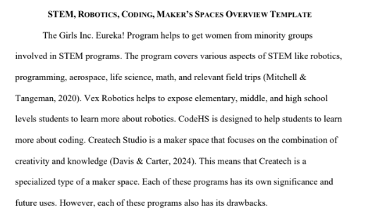 STEM, Robotics, Coding, and Maker Spaces Overview