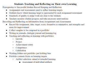 Students Tracking and Reflecting on Their Own Learning Notes
