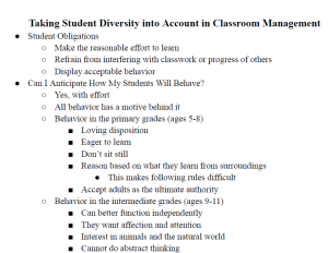 Taking Student Diversity into Account in Classroom Management Notes