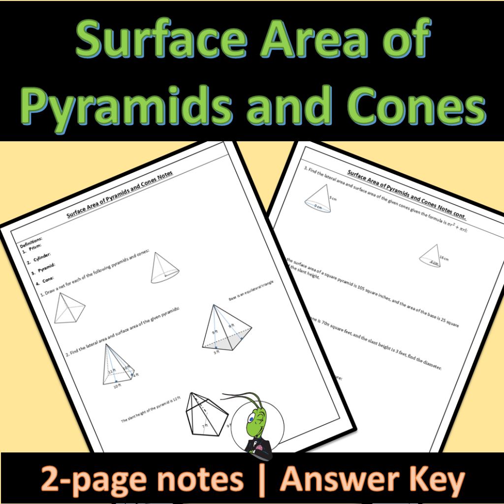Surface Area of Pyramids and Cones Geo Guided Notes Surface Area and ...