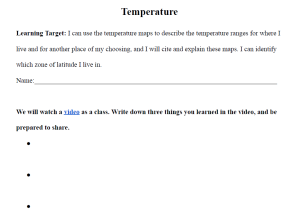 Temperature Worksheet