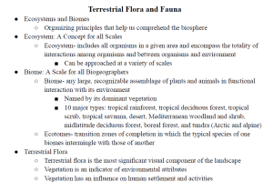 Terrestrial Flora and Fauna Notes