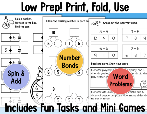 Single Digit Addition Math Facts Practice Booklets Fact Fluency within ...