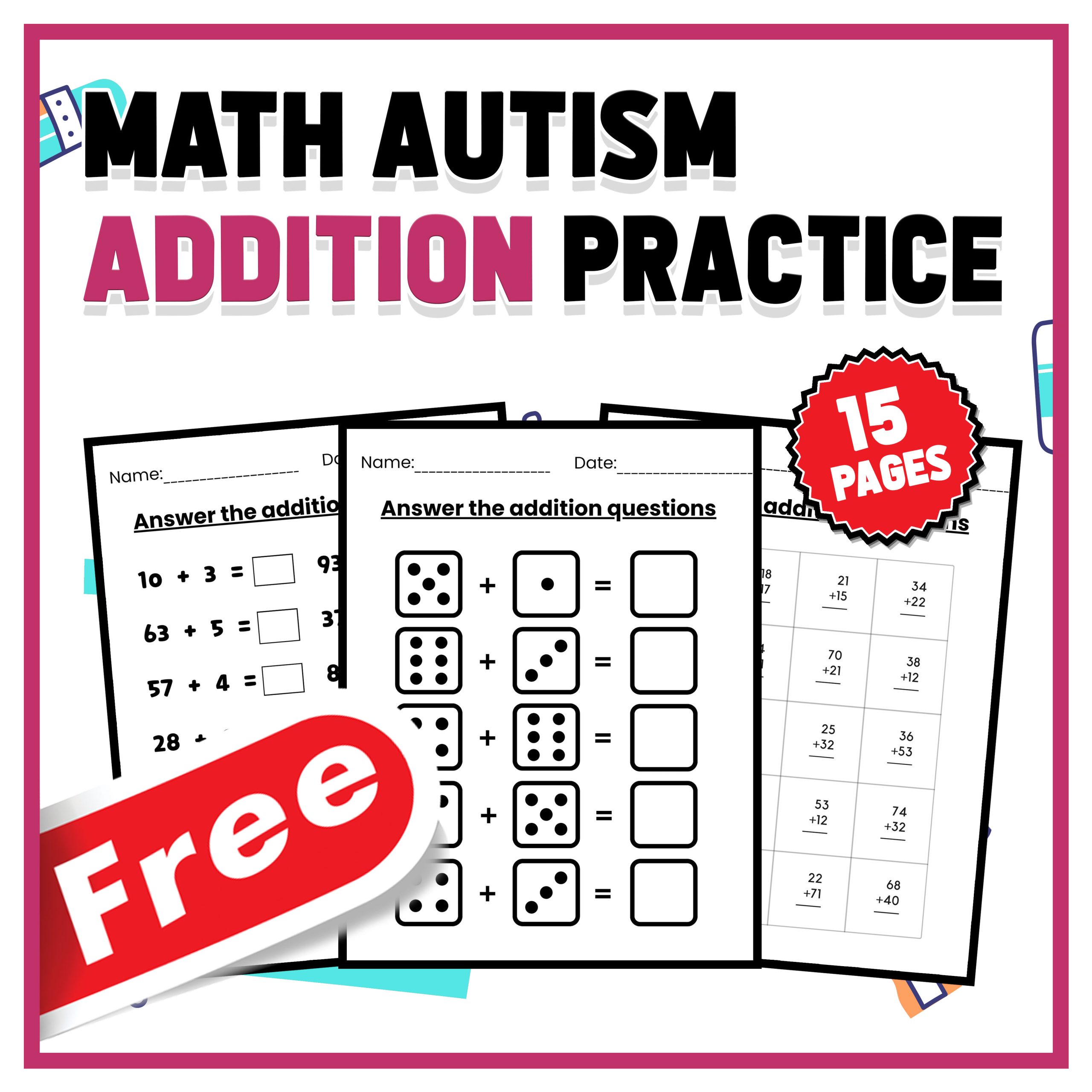 Math Worksheets Autism Addition Practice