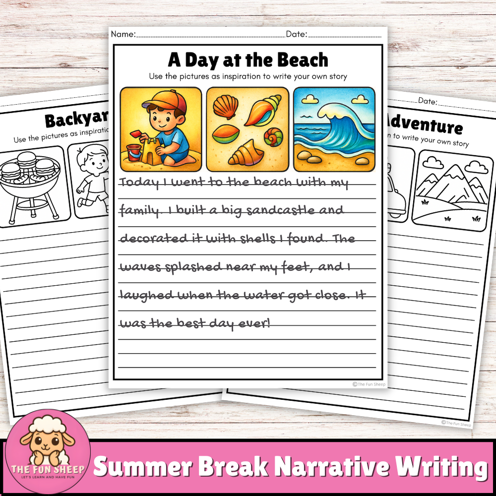 Summer Break Narrative Writing | Summer Creative Writing Worksheets for Kids
