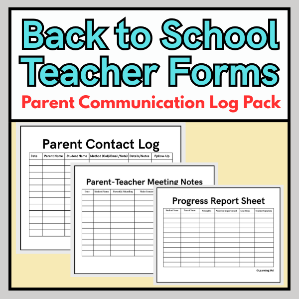 Parent Communication Log Pack | Back to School Teacher Forms - Made By ...