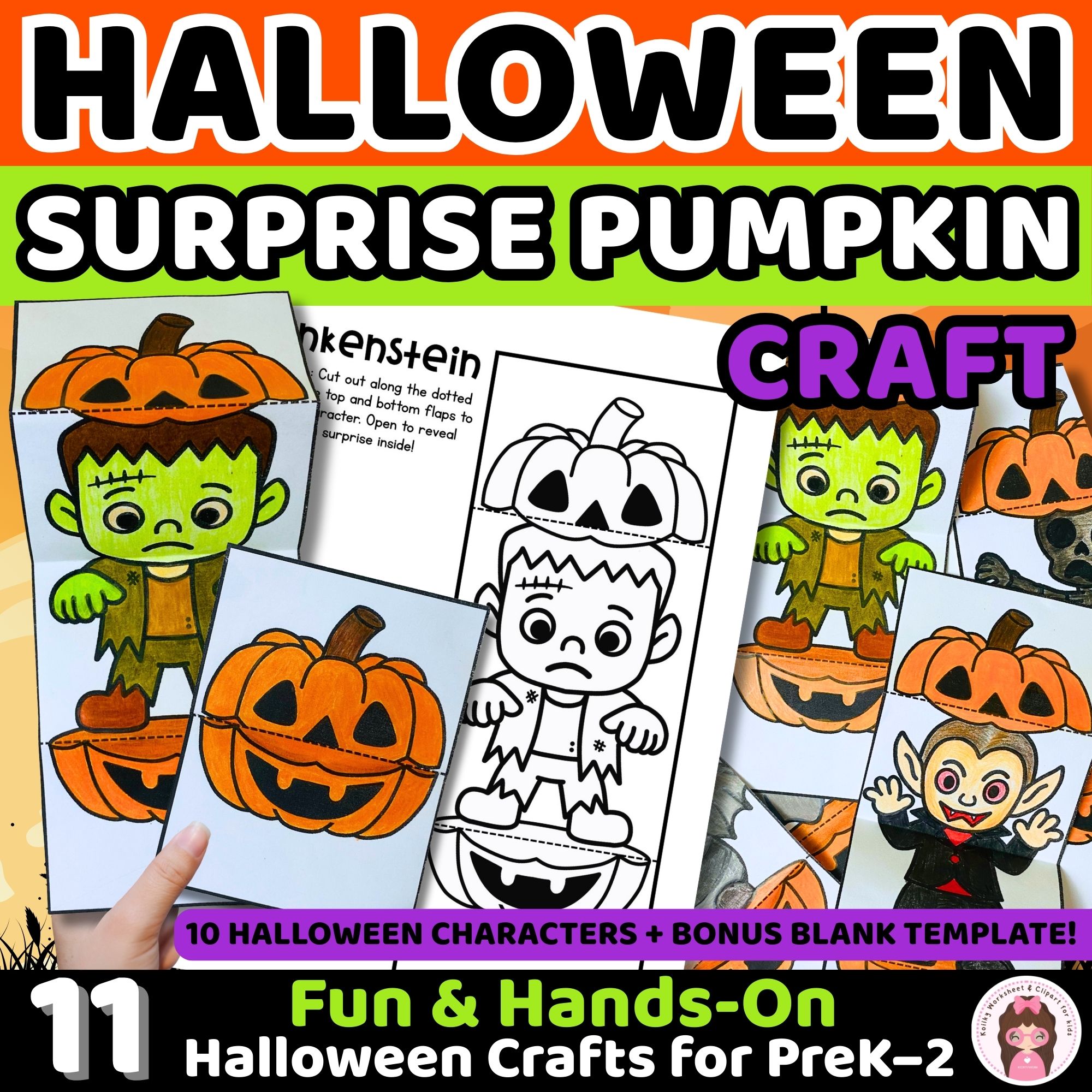 Halloween Pumpkin Craft | Surprise Character Activity for PreK to Grade 2