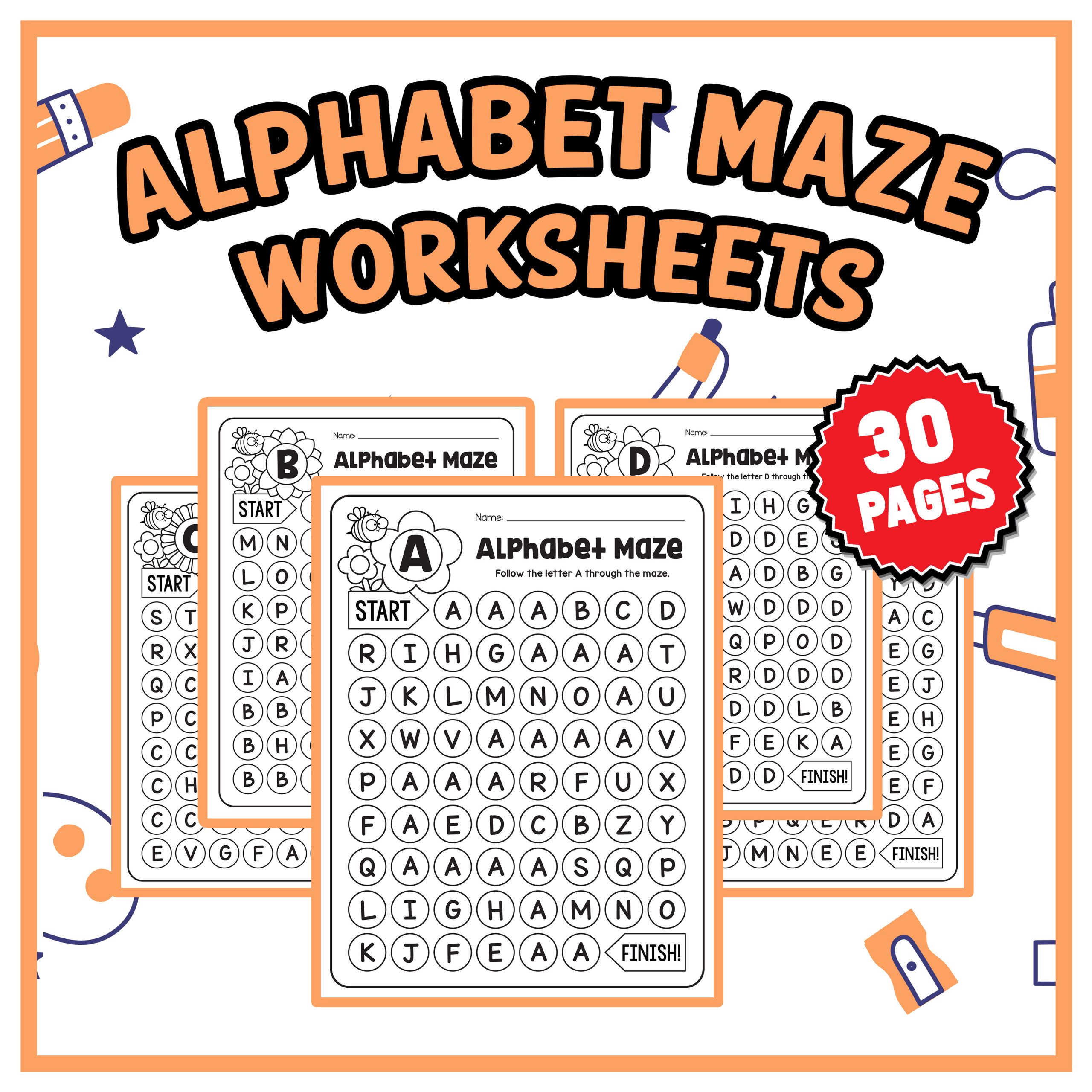 Alphabet Maze Worksheets