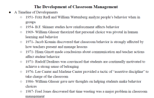 The Development of Classroom Management Notes