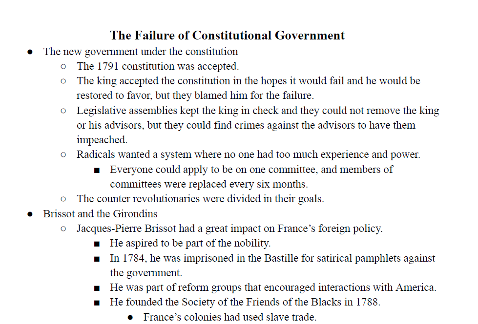 The Failure of the Constitutional Government Notes