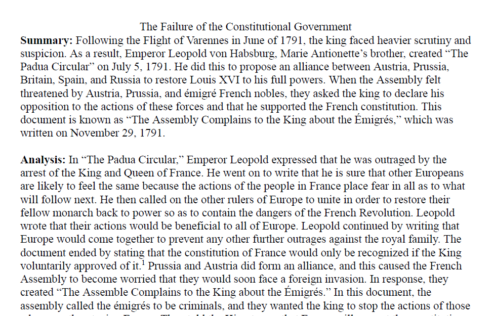 The Failure of the Constitutional Government Primary Source Analysis