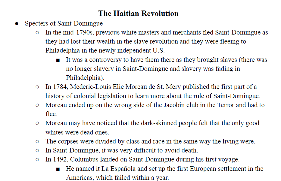 The Haitian Revolution Notes