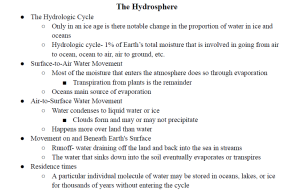 The Hydrosphere Notes