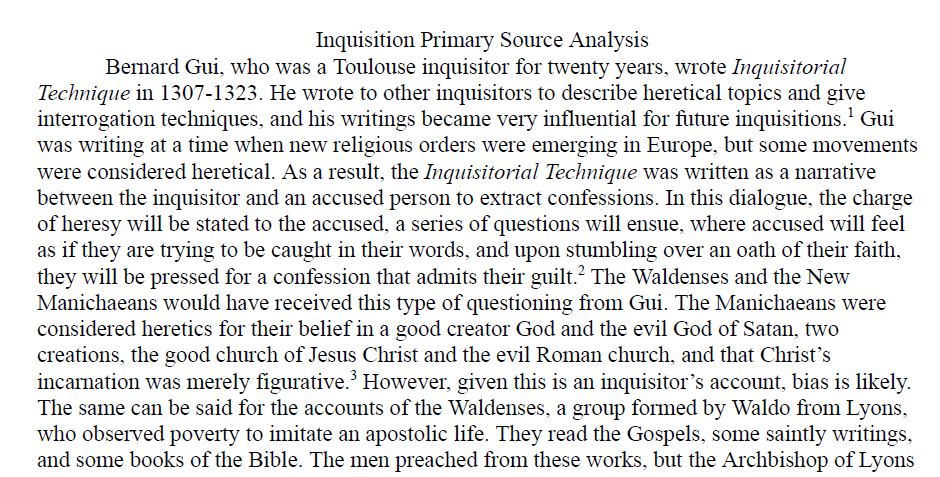 The Inquisition Primary Source Analysis