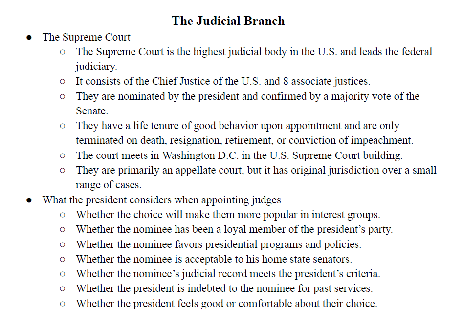 The Judicial Branch Notes