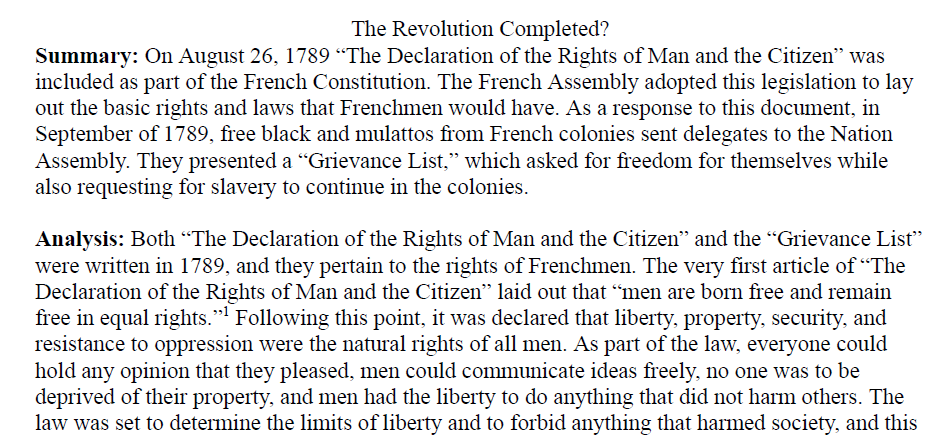 The Revolution Completed? Primary Source Analysis