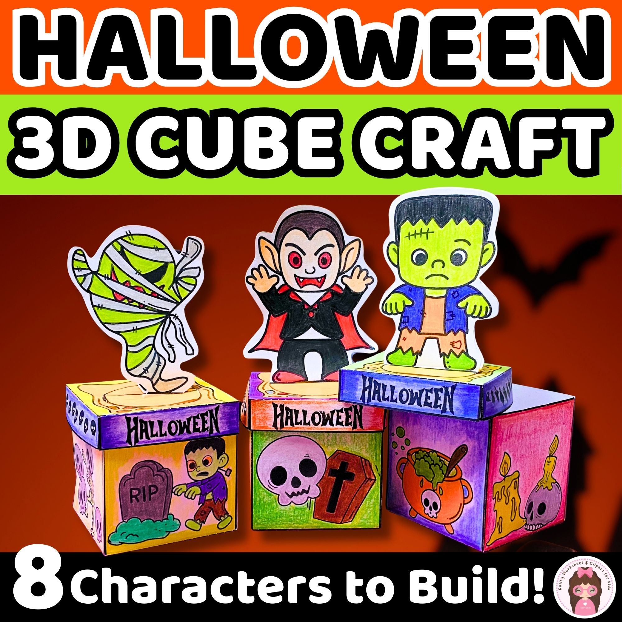 Halloween 3D Cube Craft | PreK–2 Fine Motor Hands-On Activity