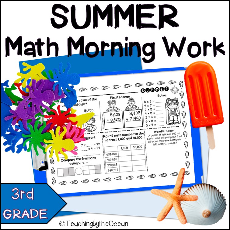 Summer 3rd Grade Math Morning Work / Third Grade Spiral Review