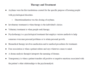 Therapy and Treatment Notes