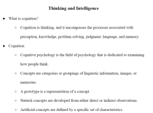 Thinking and Intelligence Notes