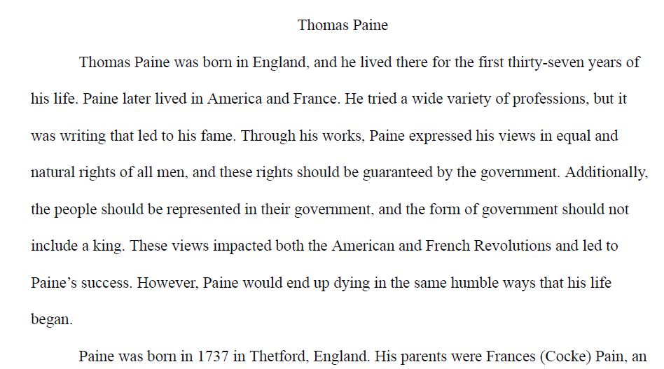 Thomas Paine Paper