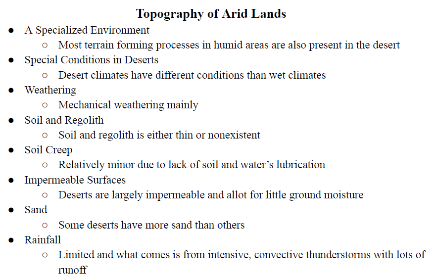 Topography of Arid Lands Notes