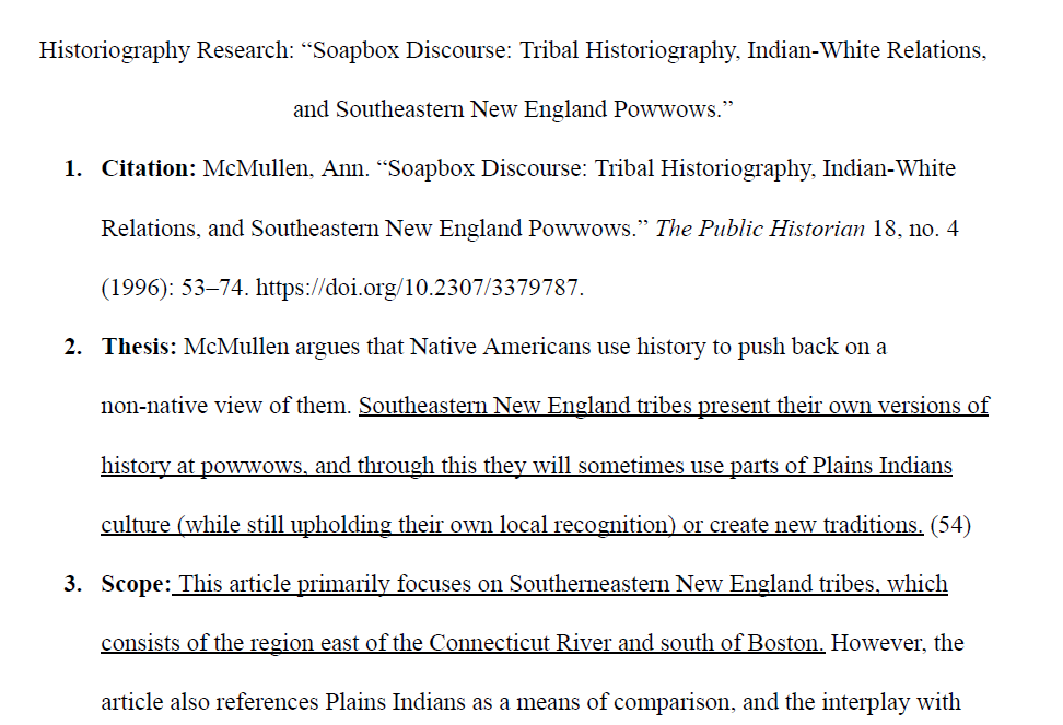 Tribal Historiography, Relationships with Whites, and Powwows Article Analysis