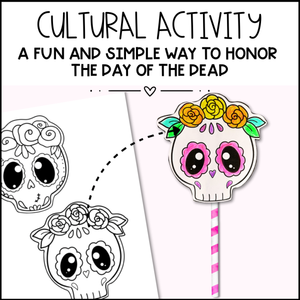 Dia De Los Muertos Skull Puppets Craft Day of the Dead Skulls on Straws ...