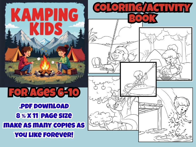 Kamping Kids Coloring Connect The Dots Activity Book-For Ages 6-10