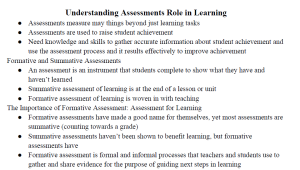 Understanding Assessments' Role in Learning Notes