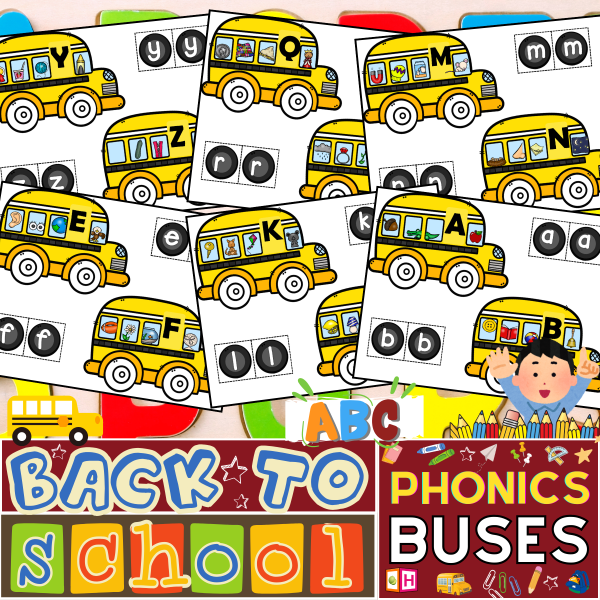 Beginning Sounds & Alphabet Letters School Bus Game | Back To School ...