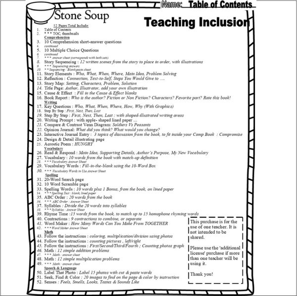 Stone Soup Read Aloud Book Study Companion Reading Comprehension ...