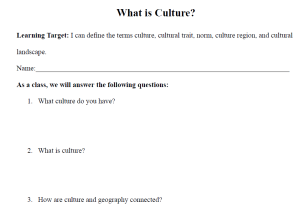 What is Culture? Worksheet
