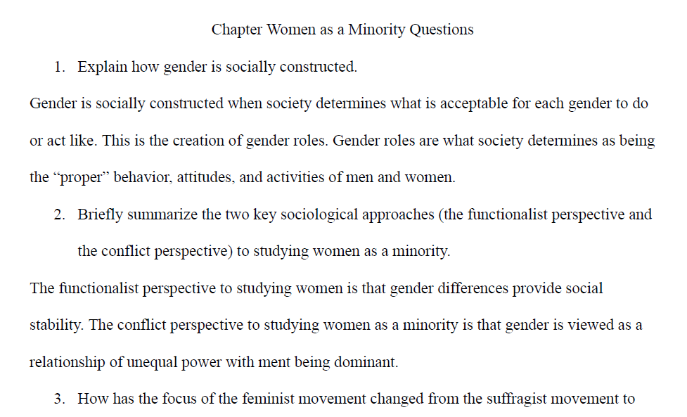 Women as a Minority Questions