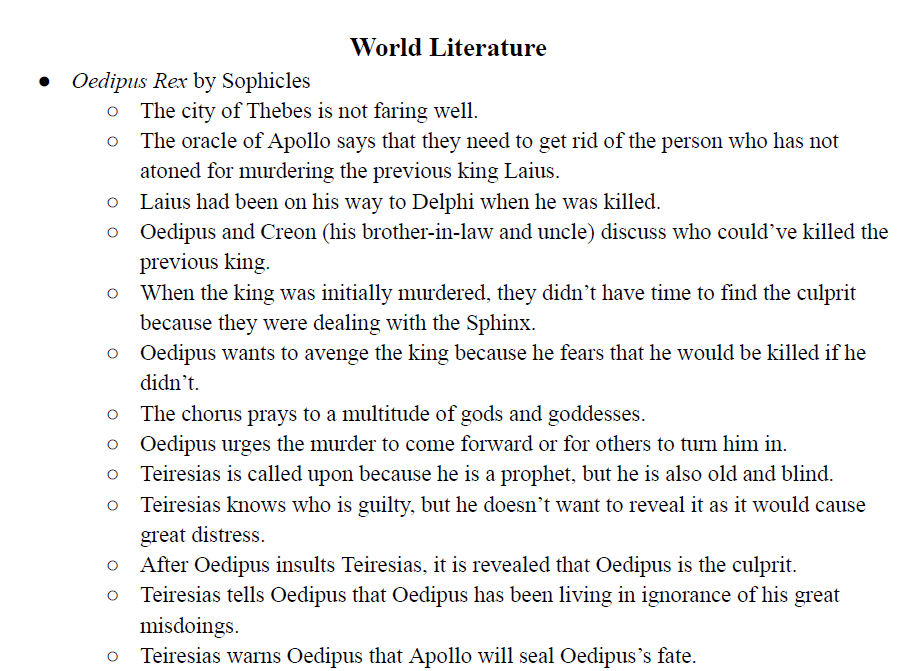 World Literature Notes