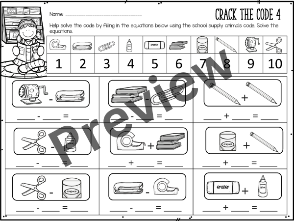 Crack The Code Math Activities | First Day - Week Of Back to School ...
