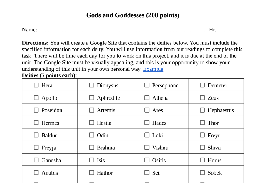 Myths and Monsters Website Project