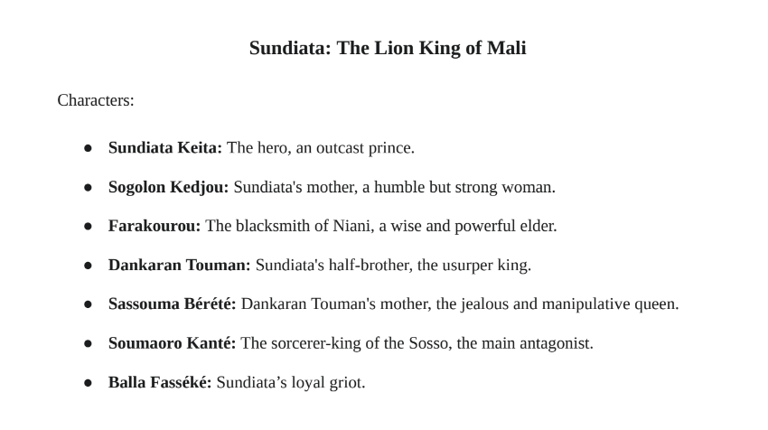 Sundiata Play
