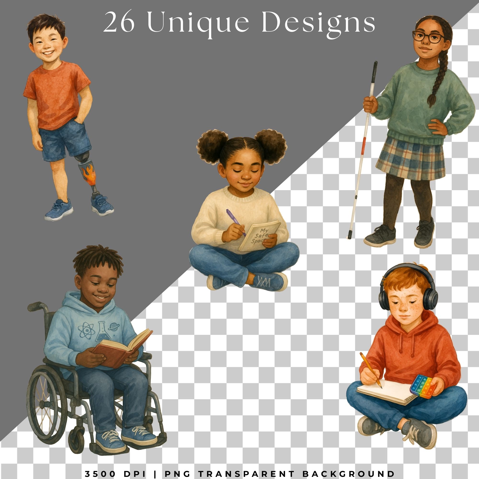 Autism & SEL Inclusive Student Clipart Pack | Special Ed, Neurodiverse ...