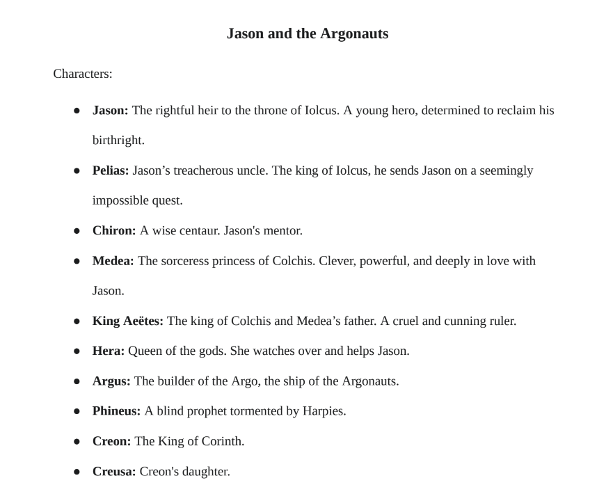 Jason and the Argonauts Play