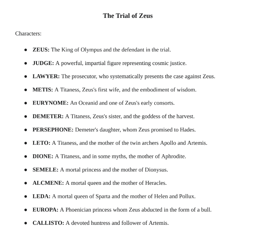 The Trial of Zeus Play