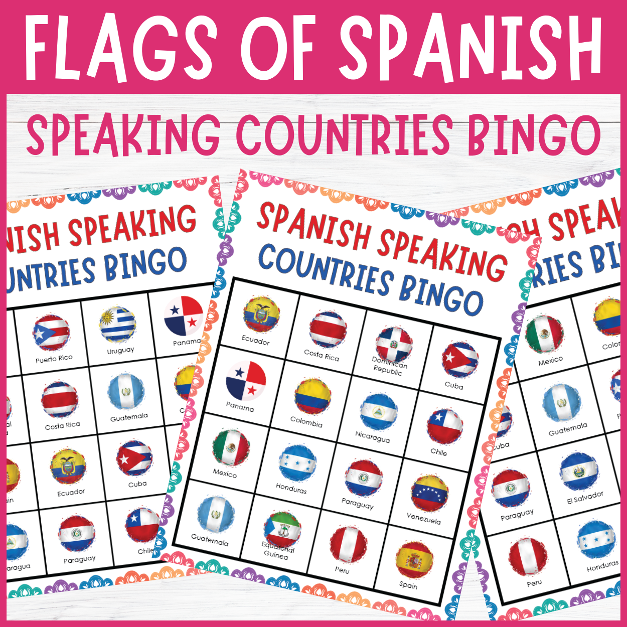 Flags of Spanish Speaking Countries Bingo Game- Hispanic Heritage Month Activity