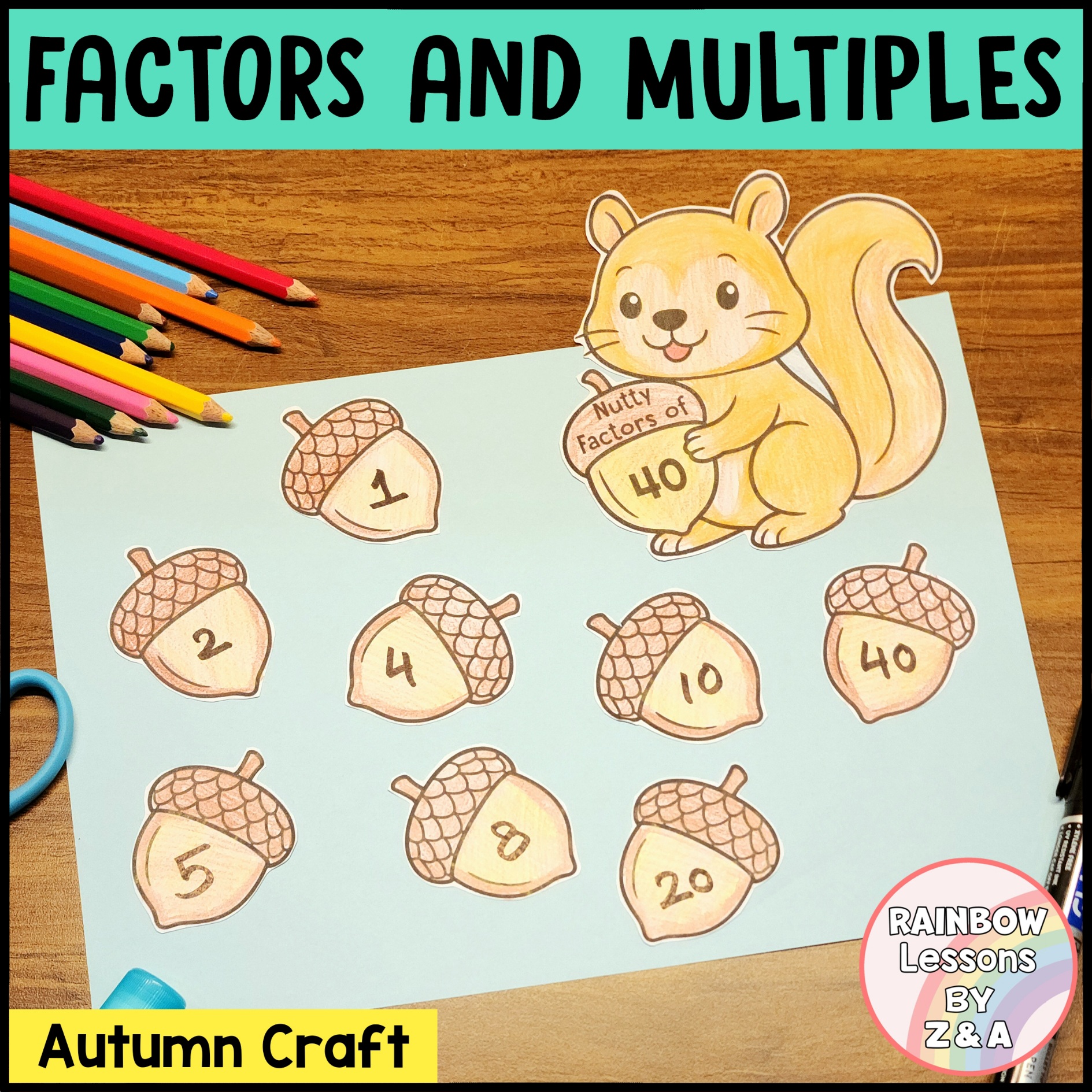 Fall Math Craftivity | Factors and Multiples Game | Fall Math Activities | Craft