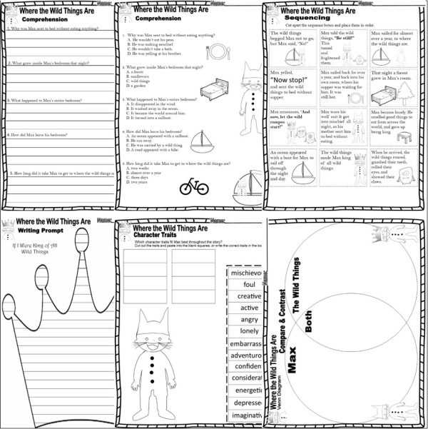 Where the Wild Things Are Book Companion Reading Comprehension ELA Math ...